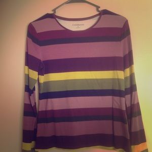 Striped Purple / Yellow / Green Long Sleeve Top